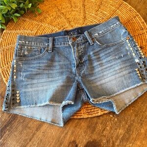 Lucky Brand Distressed Malibu Denim Shorts with Embroidered Accents